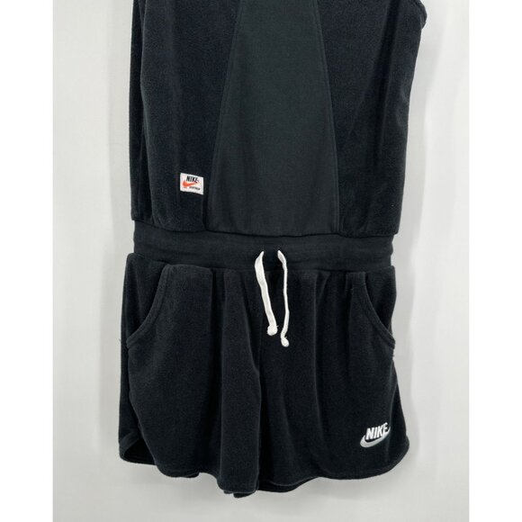 Nike Sportswear Jumpsuit Women Large Shorts Black Terry Sleeveless Stretch Pocke - Picture 3 of 9